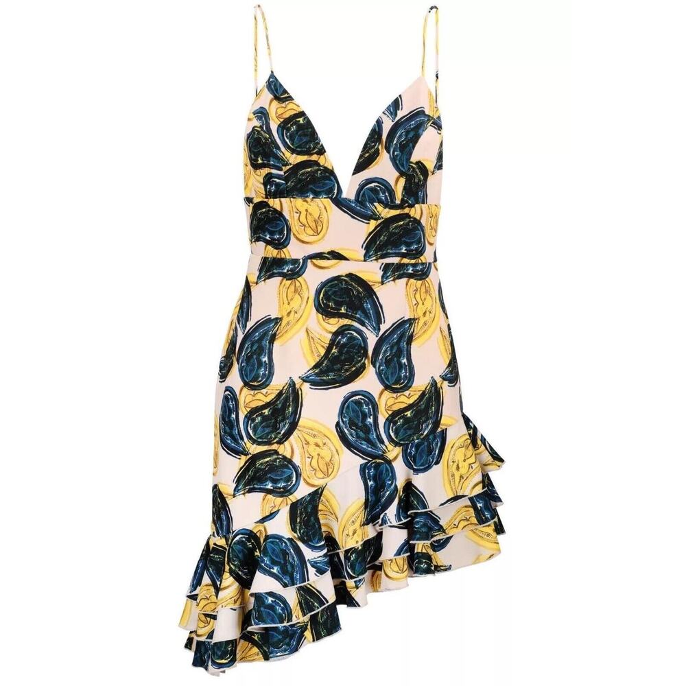 CMEO Collective Asymmetric Dress Paisley Cottage Fairy Party Cocktail 90s NWT XL - Picture 2 of 9